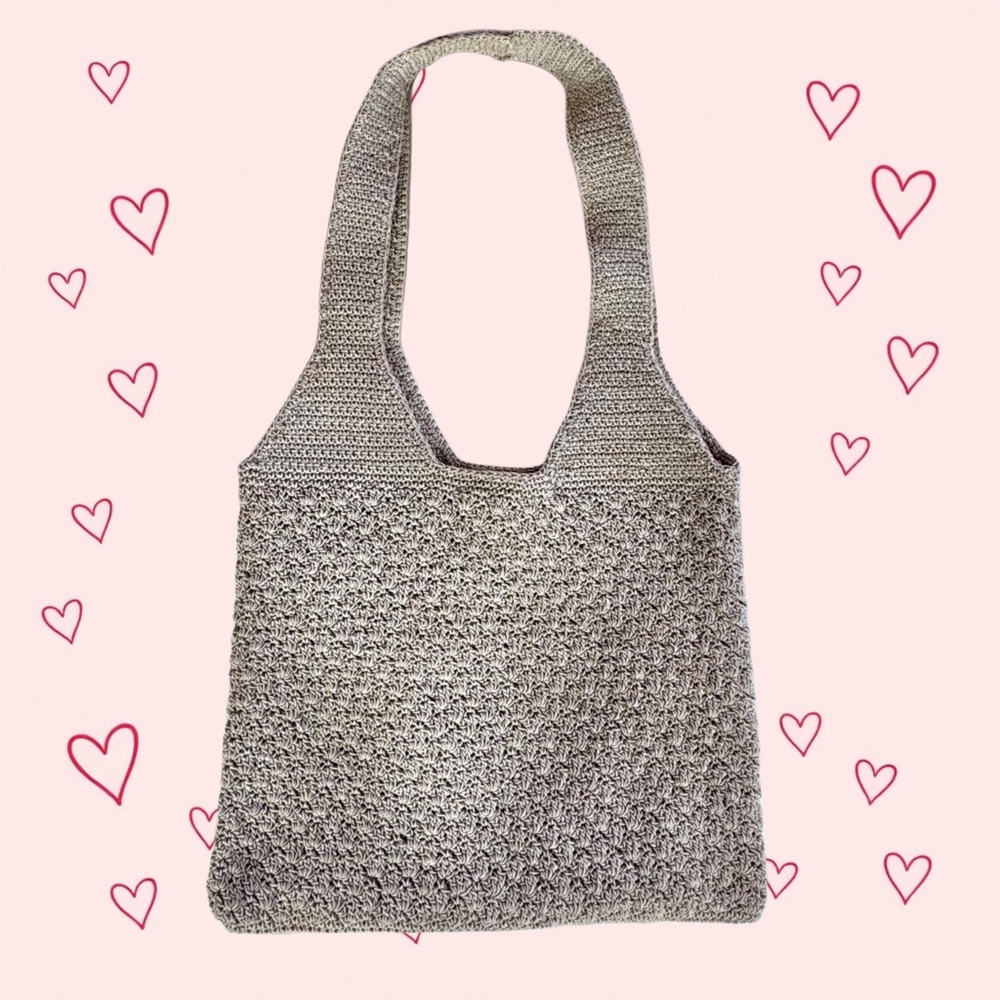 MERONA Tan Beige Woven Crochet Tote Hobo Bag Purse Vacation Beach 13”x11”